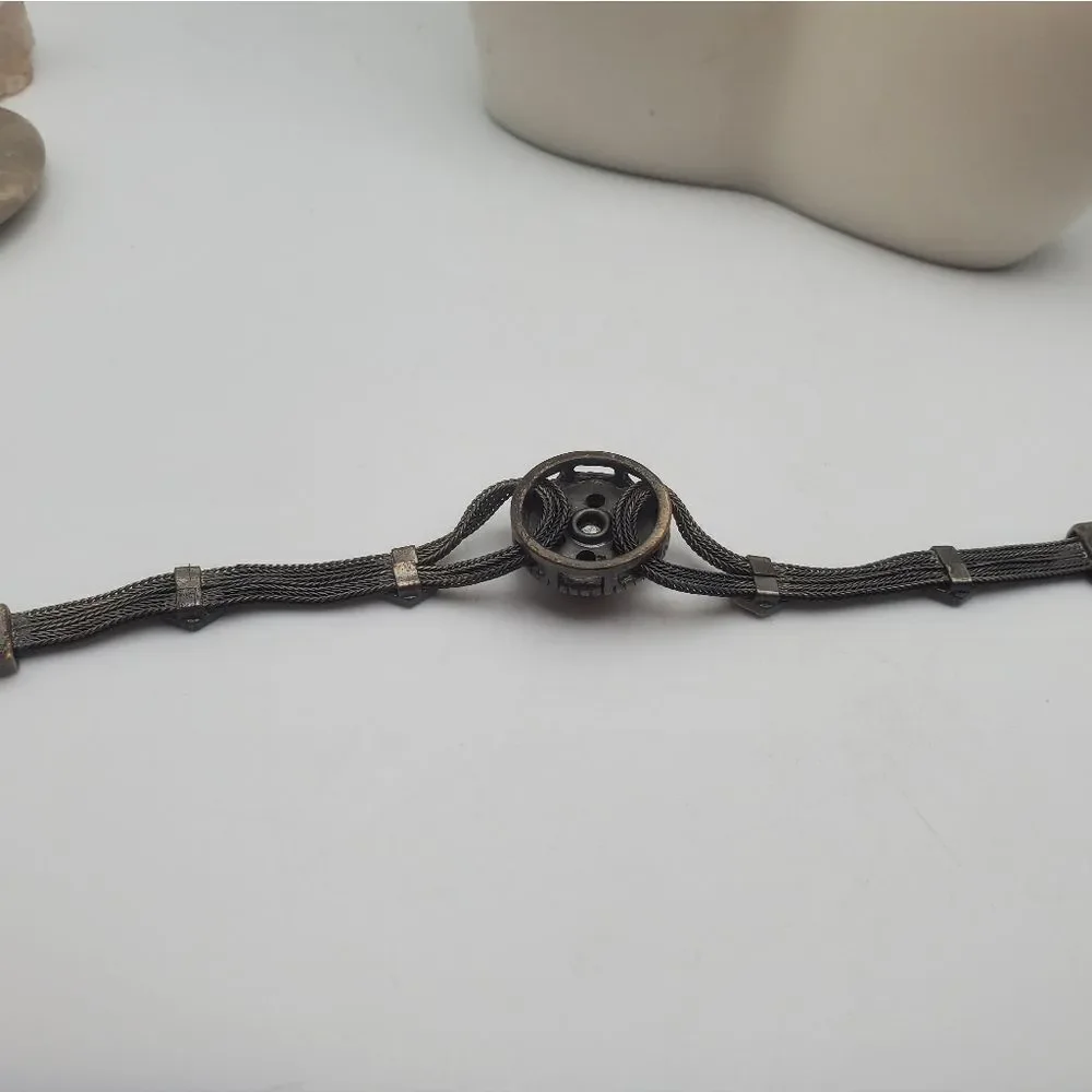 Antique Sterling bullet sweetheart bracelet B0208